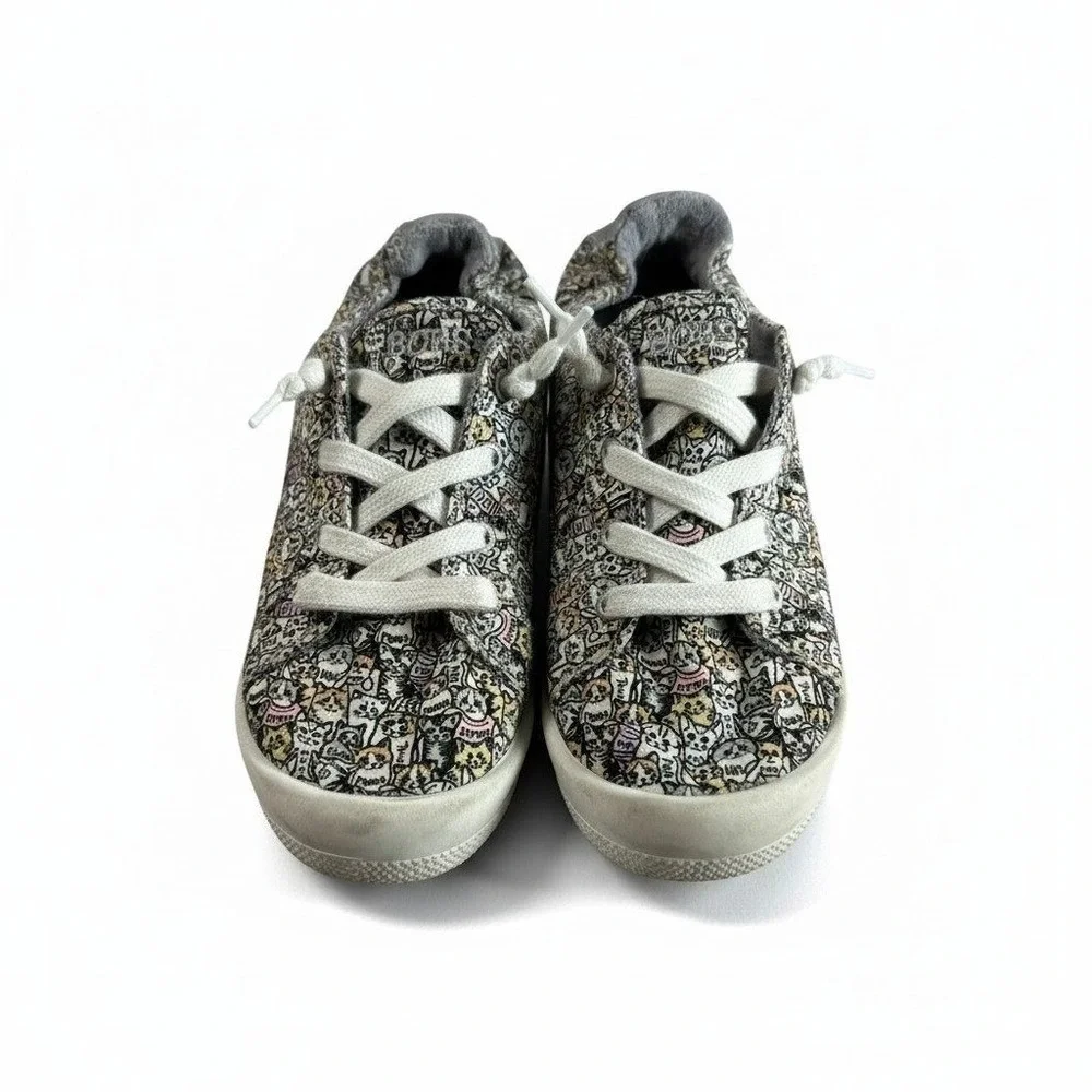 Skechers Bobs Beach Bingo Rover Cat Print Sneakers 113582 Gray Multi Womens 9